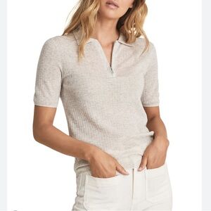 REISS Kelly Zip Wool & Cashmere-blend Top In Nocolor